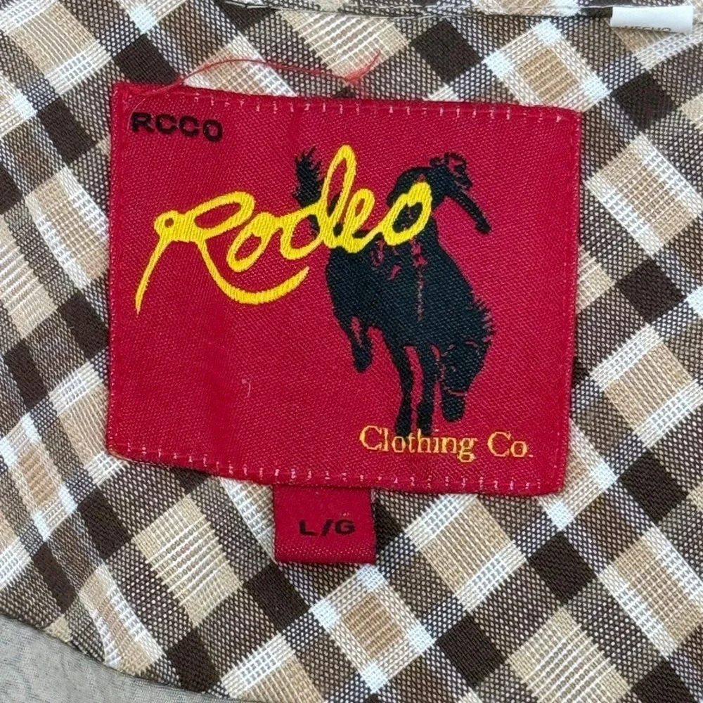 Rodeo Clothing Co Western Snap Shirt Mens L Tan Black Floral Medallion Print
